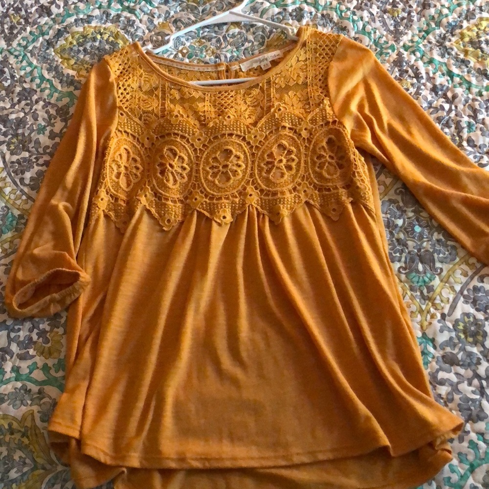 yellow-orange fashion top